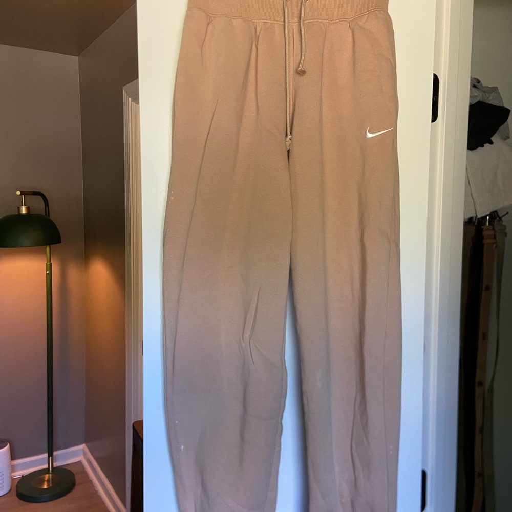Nike Light Brown Joggers with White Swoosh